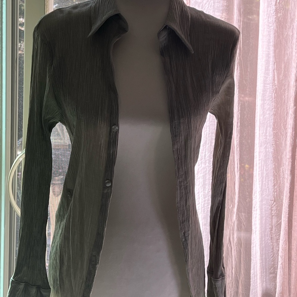 Topshop Light Green Textured Blouse